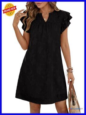 Ruffle Short Sleeve Smocked Floral Burnout Mini Sundress
